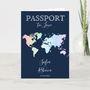 Gay Lesbian Destination Wedding Rainbow World Map  Invitation