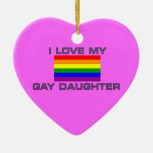 Gay Lesbian I LOVE MY GAY DAUGHTER Ceramic Tree Decoration