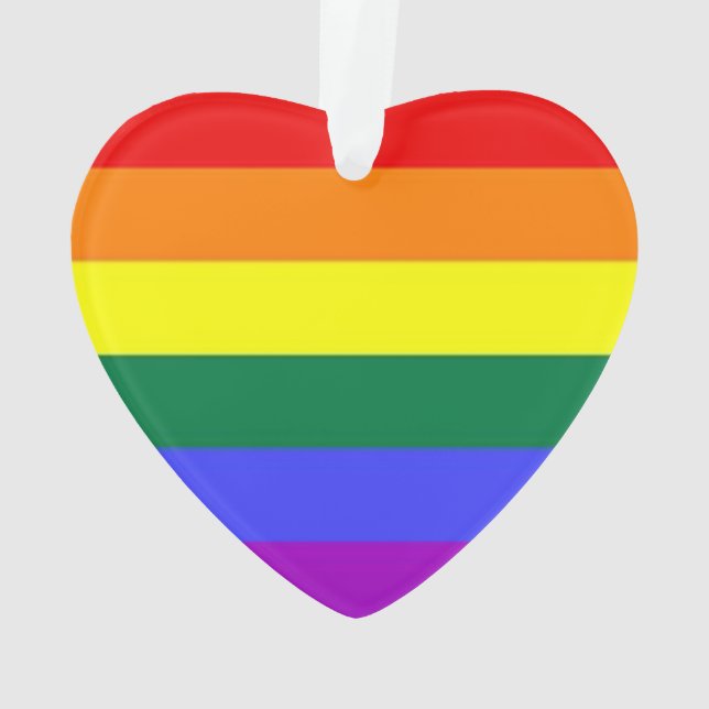 Gay Lesbian LGBT Rainbow Pride Flag Ornament (Back)