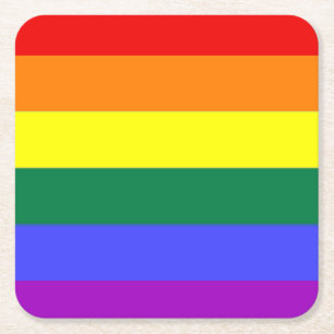 Gay Lesbian LGBT Rainbow Pride Flag Square Paper Coaster