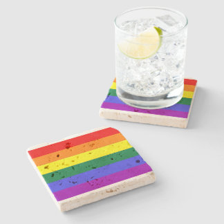 Gay Lesbian LGBT Rainbow Pride Flag Stone Coaster