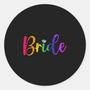 Gay Lesbian Lgbt Wedding Party Bride Tee Bachelore Classic Round Sticker