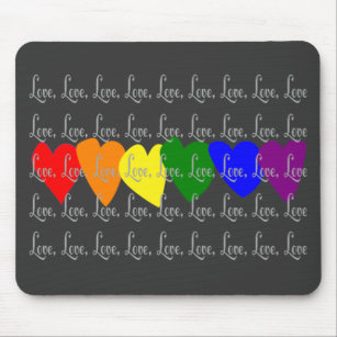 Gay/Lesbian "Love" Twisted Rainbow hearts Mouse Mat