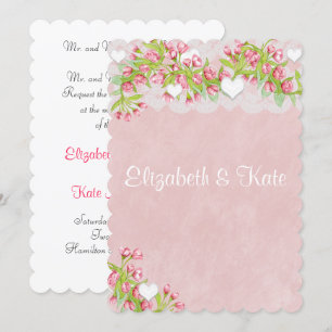 Gay Lesbian Pink & White FlowersWedding Invitation