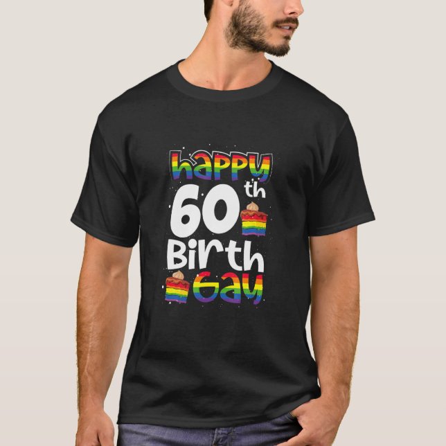 Gay Lesbian Pride Rainbow Flag Lgbtq 60th Birthday T-Shirt (Front)