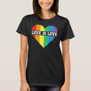 Gay Lesbian Pride Vintage Rainbow Heart Lgbt Love T-Shirt