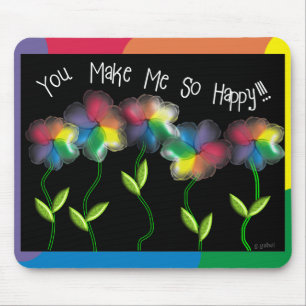 Gay Lesbian Rainbow Flowers Mouse Mat
