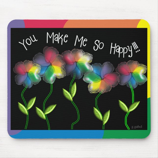 Gay Lesbian Rainbow Flowers Mouse Mat (Front)