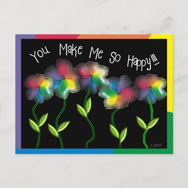Gay Lesbian Rainbow Flowers Postcard (Front)