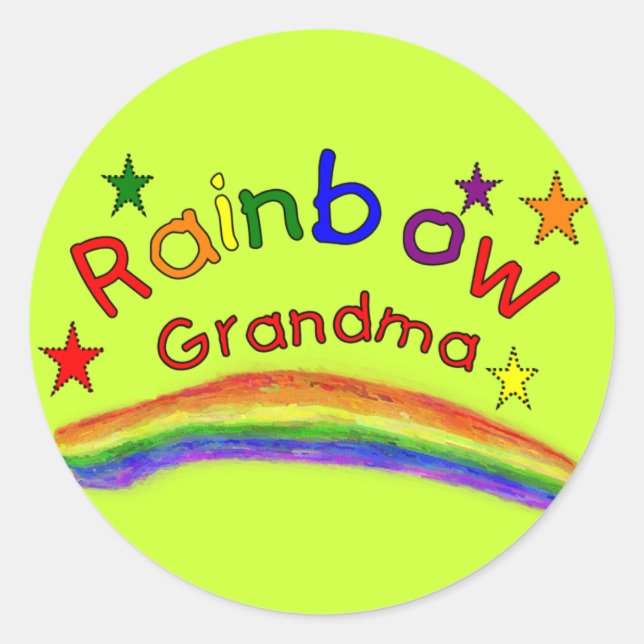 Gay Lesbian "Rainbow Grandma" Classic Round Sticker (Front)