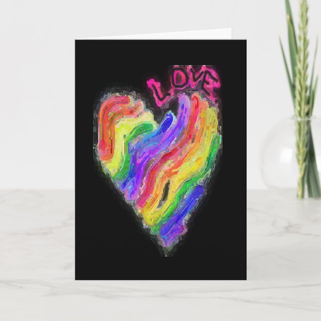 Gay Lesbian Rainbow Heart "Love" Card (Front)