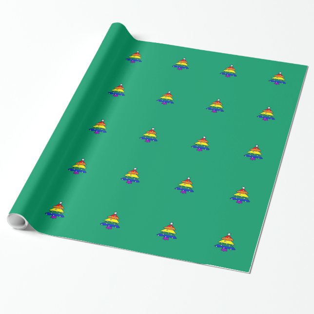 Gay/Lesbian/Rainbow Pride Christmas Wrapping Paper (Unrolled)