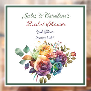 Gay/Lesbian Rainbow Roses Bridal Shower Window Cling