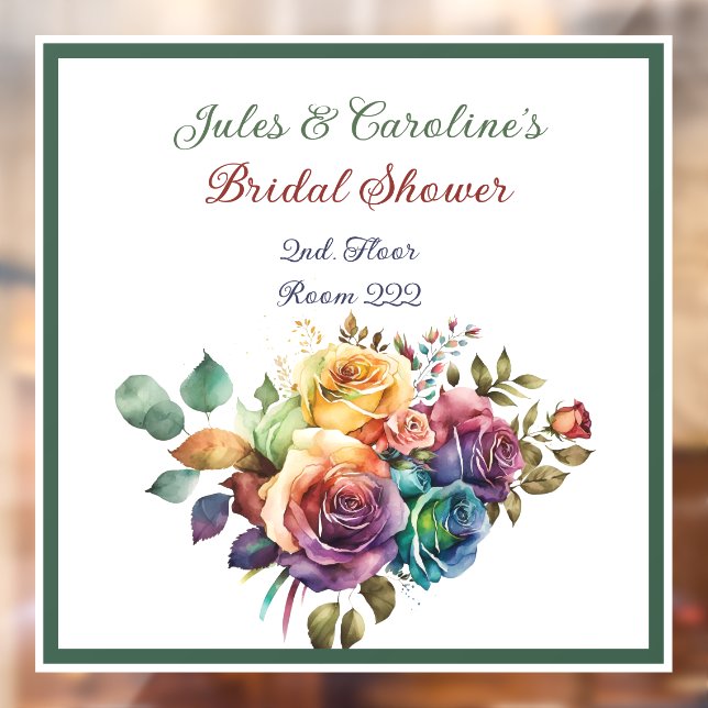 Gay/Lesbian Rainbow Roses Bridal Shower Window Cling (Sheet 2)