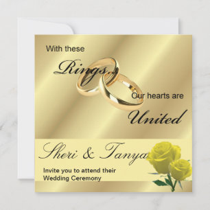 Gay Lesbian Wedding Ceremony Invitation Gold