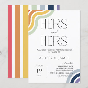 Gay Lesbian Wedding Couples Shower Hers & Hers Invitation