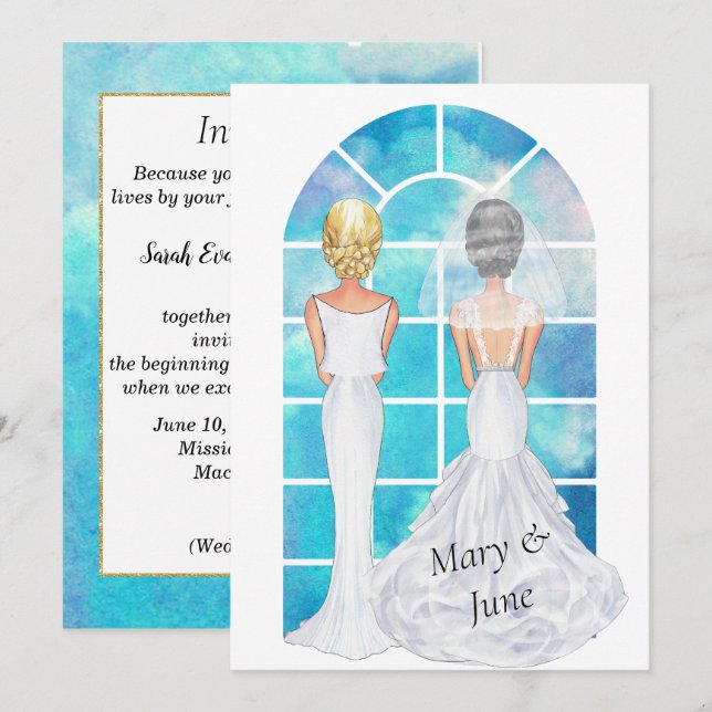Gay Lesbian Wedding Invitation (Front/Back)