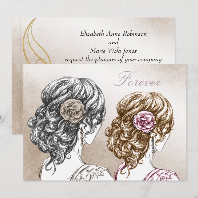 Gay Lesbian Wedding Invitation (Front/Back)