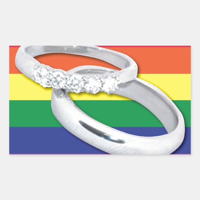 Gay Lesbian Wedding Rectangular Sticker (Front)