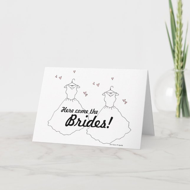 Gay Lesbian Wedding Two Brides Card (Front)