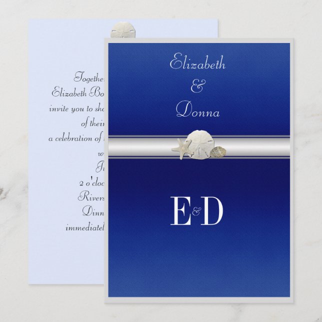 Gay/Lesbian WeddingInvitation Starfish Sand Dollar Invitation (Front/Back)