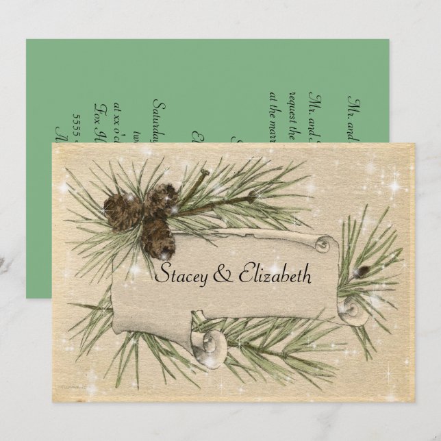Gay / Lesbian Winter Wedding Invitation (Front/Back)