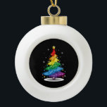 Gay LGBT Pride Rainbow Christmas Tree Merry Xmas Ceramic Ball Christmas Ornament<br><div class="desc">Gay LGBT Pride Rainbow Christmas Tree Merry Xmas</div>