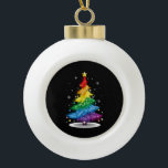 Gay LGBT Pride Rainbow Christmas Tree Merry Xmas Ceramic Ball Christmas Ornament<br><div class="desc">Gay LGBT Pride Rainbow Christmas Tree Merry Xmas</div>