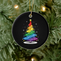 Gay LGBT Pride Rainbow Christmas Tree Merry Xmas
