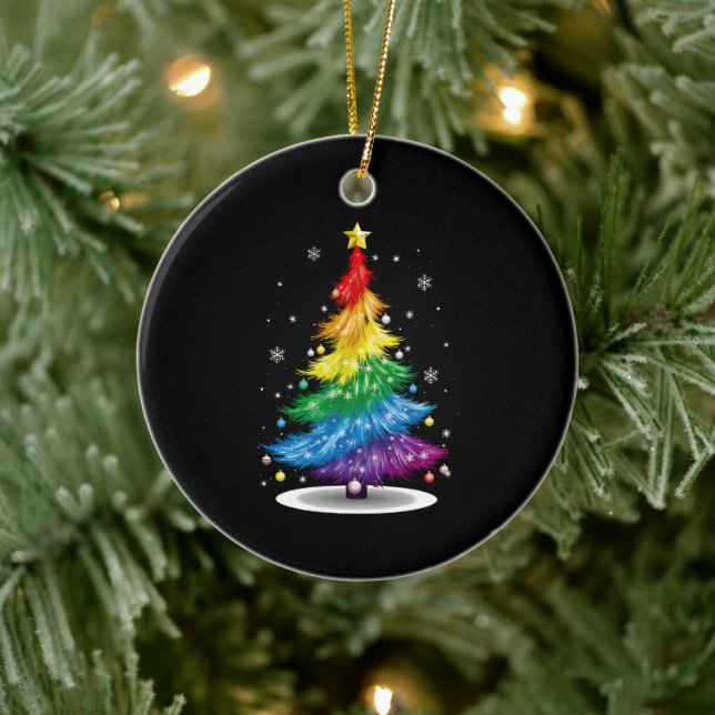 Gay LGBT Pride Rainbow Christmas Tree Merry Xmas Ceramic Tree Decoration (Tree)