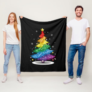Gay LGBT Pride Rainbow Christmas Tree Merry Xmas Fleece Blanket
