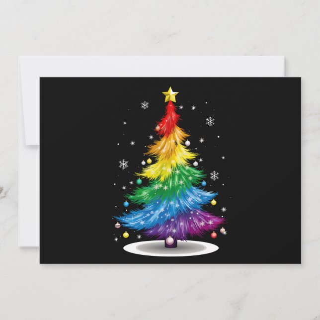 Gay LGBT Pride Rainbow Christmas Tree Merry Xmas Holiday Card (Front)