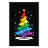 Gay LGBT Pride Rainbow Christmas Tree Merry Xmas