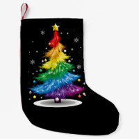 Gay LGBT Pride Rainbow Christmas Tree Merry Xmas