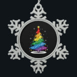 Gay LGBT Pride Rainbow Christmas Tree Merry Xmas Snowflake Pewter Christmas Ornament<br><div class="desc">Gay LGBT Pride Rainbow Christmas Tree Merry Xmas</div>
