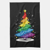 Gay LGBT Pride Rainbow Christmas Tree Merry Xmas