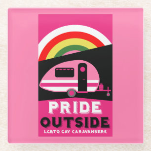 Gay LGBTQ Camping Gifts Glass Coaster