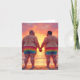 gay lgbtq day at the beach love is love rainbows  thank you card
