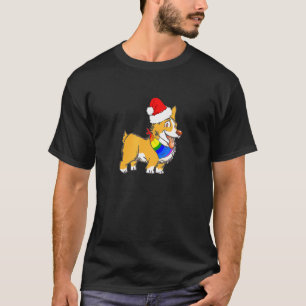 Gay Lgbtq Pride Christmas Cute Corgi Santa Hat Hol T-Shirt