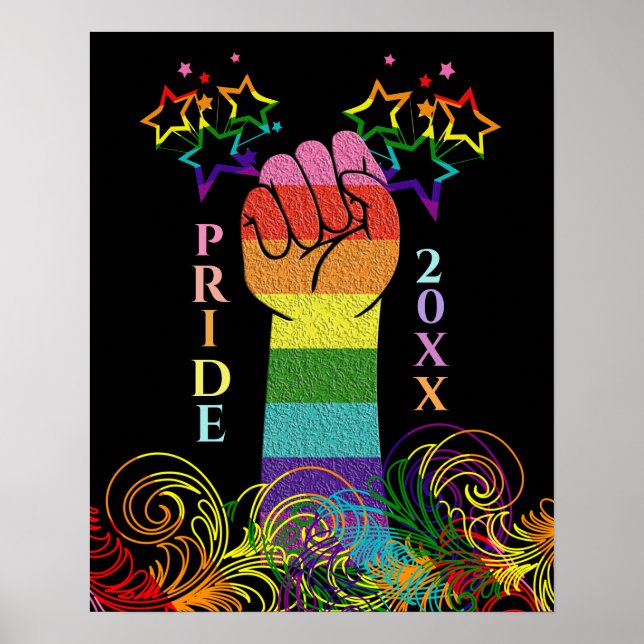 Gay LGBTQ Pride Month Love Wins Fist In Air Poster (Front)