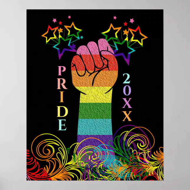 Gay LGBTQ Pride Month Love Wins Fist In Air Poster | Zazzle