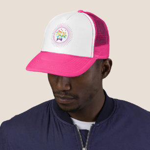 Gay LGBTQ Pride Month Stars Colorful Rainbow Trucker Hat