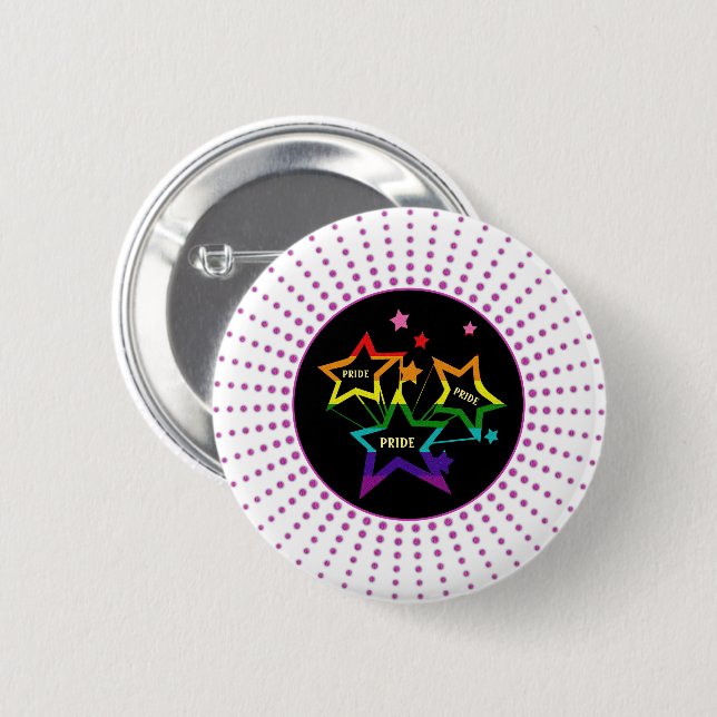 Gay LGBTQ Pride Stars Rainbow  6 Cm Round Badge (Front & Back)