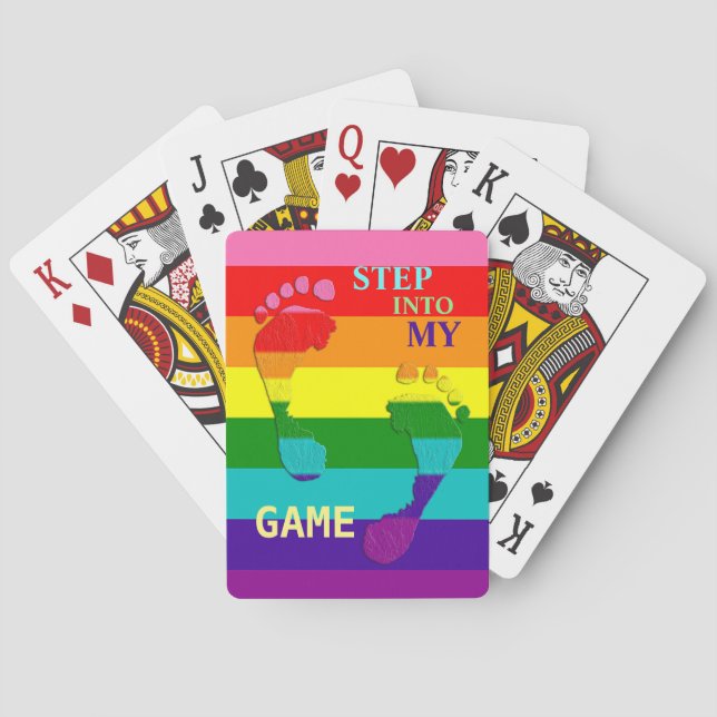 Gay LGBTQ Rainbow Flag Pride Colours Feet Playing Cards (Back)