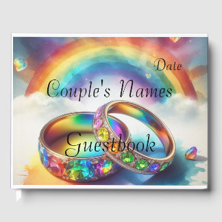 Gay Lgbtq, Rainbow Rings Wedding Guestbook