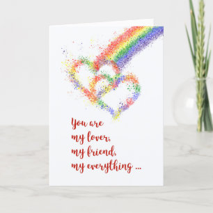 Gay Life Partner Anniversary Rainbow Hearts Card