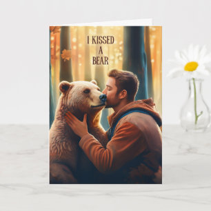 Gay Love Romance I Kissed a Bear and Liked It Card