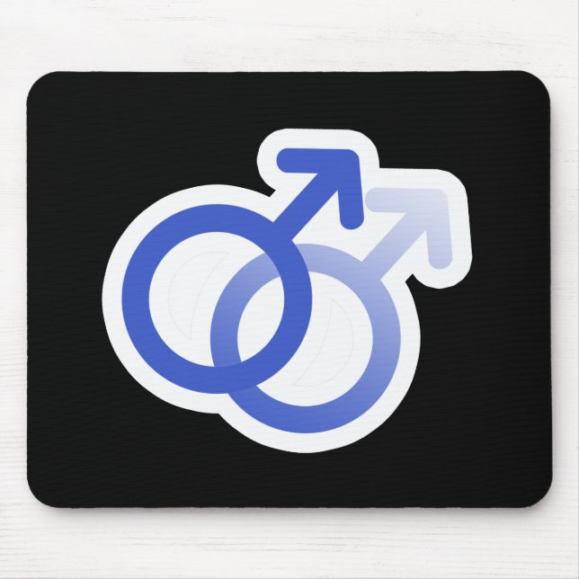 GAY LOVE SYMBOLS BLUE -.png Mouse Mat (Front)