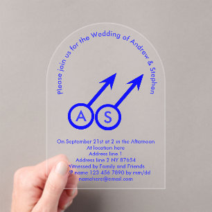 Gay Lovers Custom Monogrammed Wedding Acrylic Invitations