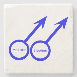 Gay Lovers Customisable Stone Coaster
